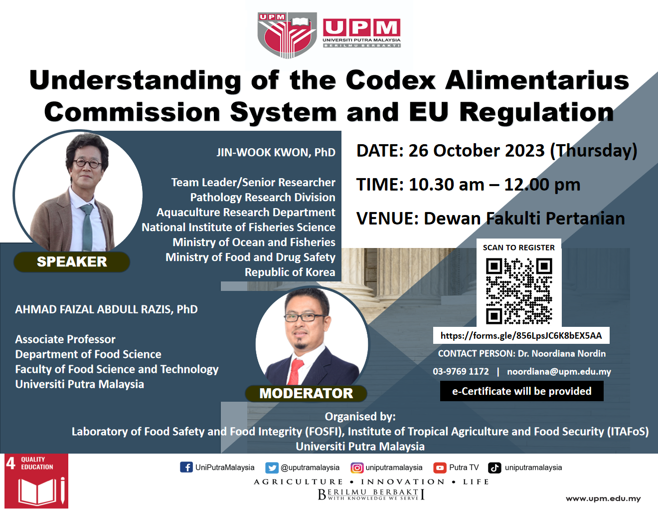 Seminar Series 1/2023: Understanding of the Codex Alimentarius Commission System and EU Regulation